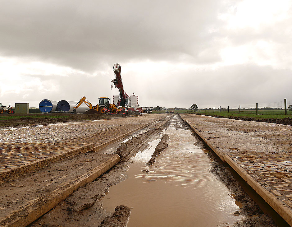 Rain Affected Wind Farm Construction Site on BuckShot Soil