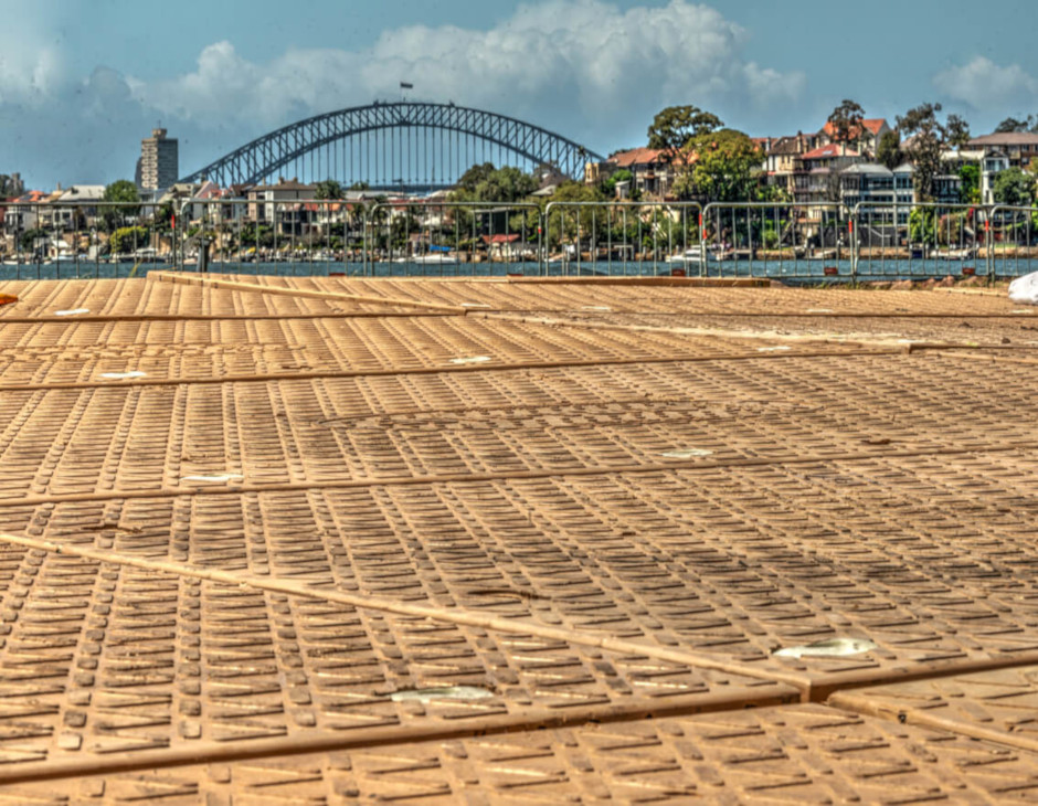 Temporary matting for a sports event in Sydney