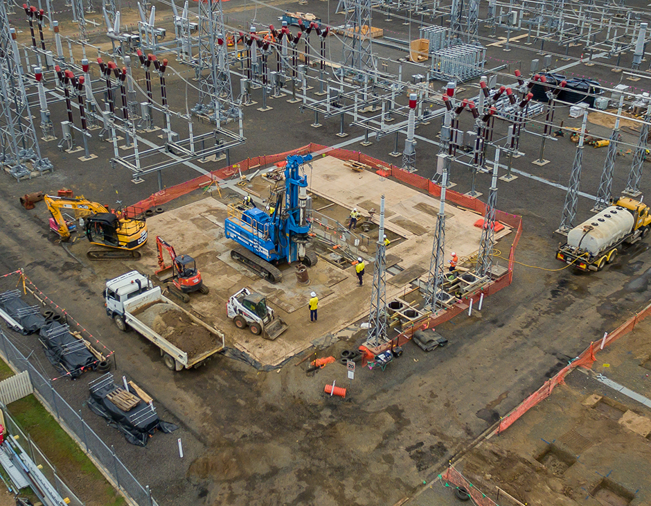 Substation Construction - Ground stabilisation mats for piling works