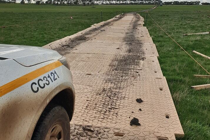 Temporary-Roadway Mats Protecting Agricultural Biodiversity